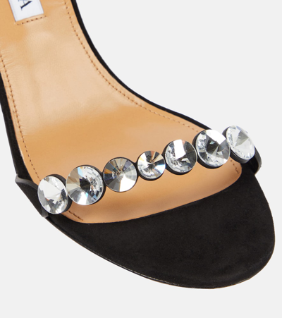 Aquazzura Maxi-tequila 75 Embellished Suede Sandals In Black