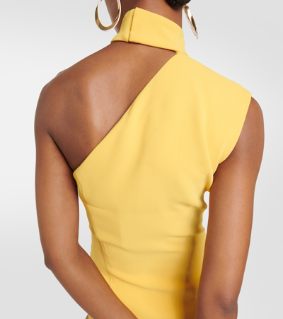 不对称绉纱加长连衣裙