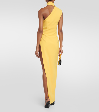 不对称绉纱加长连衣裙