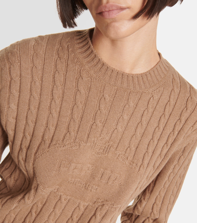 Prada Logo Cashmere Sweater In Brown