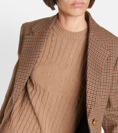 Prada Logo Cashmere Sweater In Brown