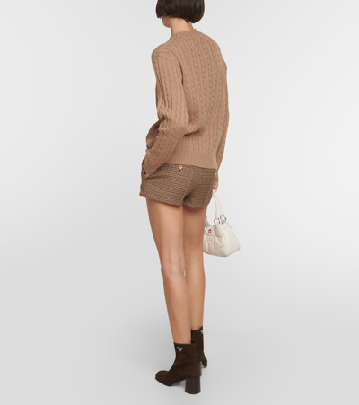 Prada Logo Cashmere Sweater In Brown