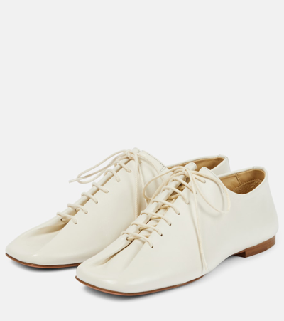 Shop Lemaire Souris Leather Derby Shoes In White