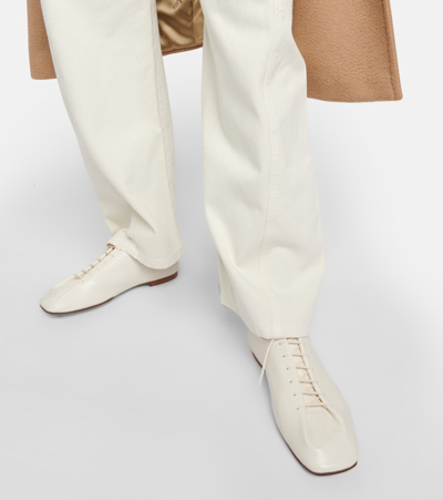 Shop Lemaire Souris Leather Derby Shoes In White