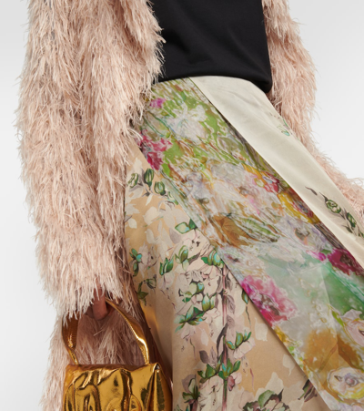 Shop Dries Van Noten Reversible Floral Silk Wrap Midi Skirt In Beige
