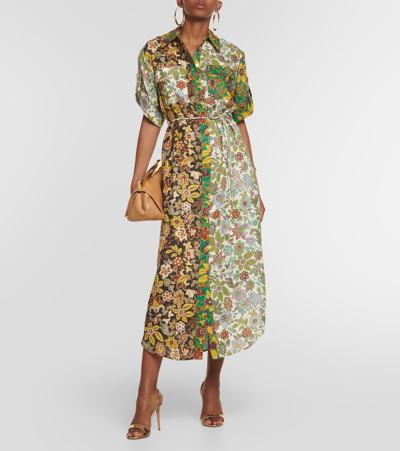 Shop Alemais Alémais Isabella Patchwork Linen Shirt Dress In Multicoloured