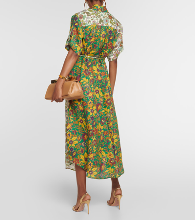 Shop Alemais Isabella Patchwork Linen Shirt Dress In Multicoloured