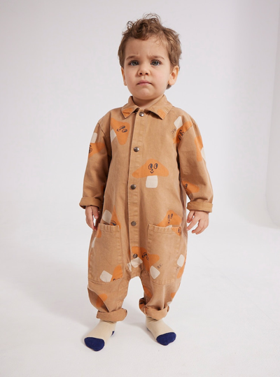 Shop Bobo Choses Baby Printed Cotton Jumpsuit In Brown