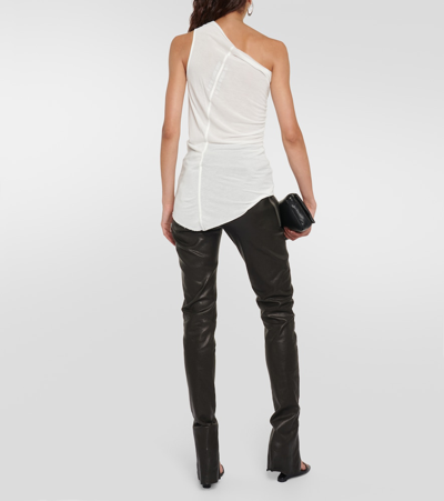 Shop Rick Owens One-shoulder Jersey Top In White