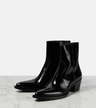 Prada Leather Ankle Boots In Black