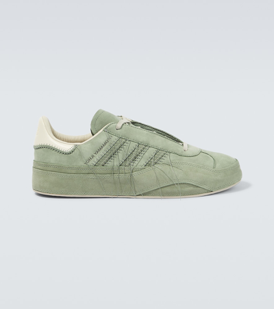 Shop Y-3 Gazelle Suede And Leather Sneakers In Green