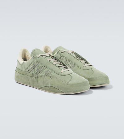 Shop Y-3 Gazelle Suede And Leather Sneakers In Green
