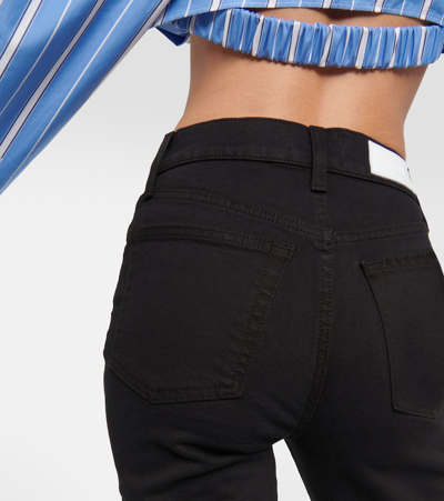 Re/done 70s Frayed High-rise Bootcut Jeans In Black