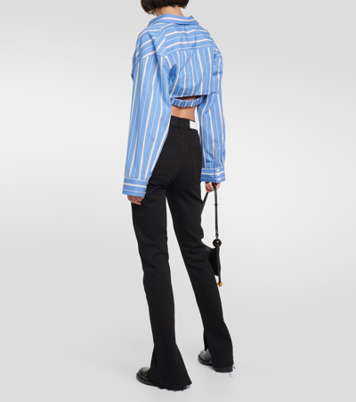 Re/done 70s Frayed High-rise Bootcut Jeans In Black