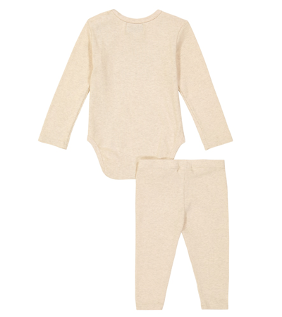 Shop Bobo Choses Baby Funny Friends Cotton-blend Bodysuit, Leggings, And Scarves Set In Beige