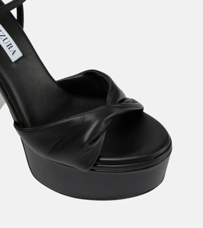 Shop Aquazzura Twist Plateau 120 Leather Platform Sandals In Black