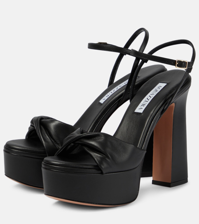 Shop Aquazzura Twist Plateau 120 Leather Platform Sandals In Black