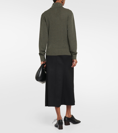 Shop Lemaire Turtleneck Wool Sweater In Green