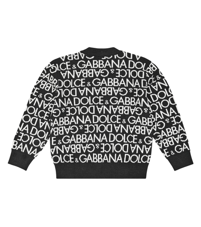 Shop Dolce & Gabbana Logo Intarsia Virgin Wool Sweater In Black