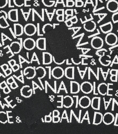 Dolce & Gabbana Logo Intarsia Virgin Wool Sweater In Black