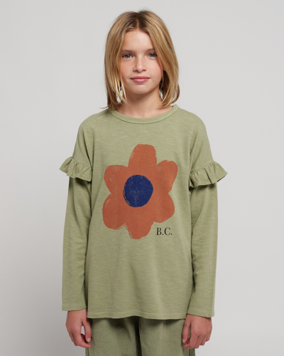 Shop Bobo Choses Big Flower Ruffled T-shirt In Green