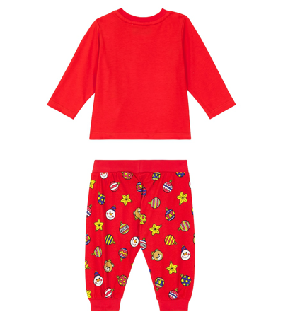 Shop Moschino Baby Printed T-shirt And Pants Set In Red