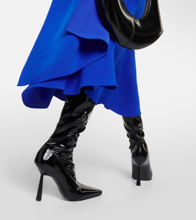 Gia Borghini Rosie 8 Faux Leather Knee-high Boots In Black