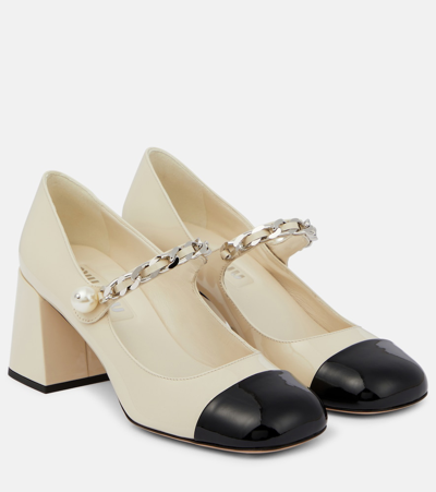 Miu Miu Elegant Sand Leather Pumps With 6.5 Cm Heel In Beige