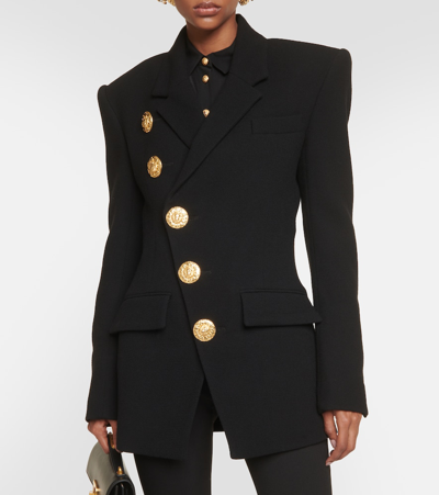 Shop Balmain Virgin Wool Blazer In Black