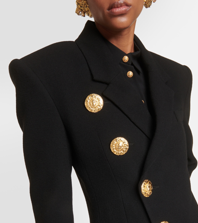 Shop Balmain Virgin Wool Blazer In Black