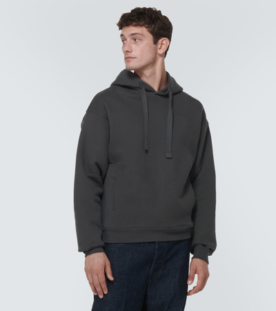 Shop Lemaire Cotton-blend Jersey Hoodie In Grey