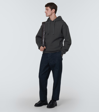 Shop Lemaire Cotton-blend Jersey Hoodie In Grey