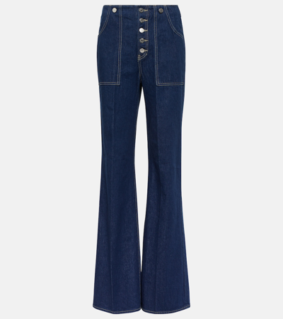 Shop Veronica Beard Crosbie High-rise Wide-leg Jeans In Blue