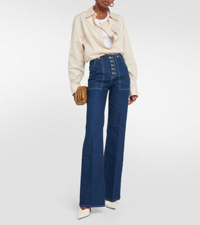 Shop Veronica Beard Crosbie High-rise Wide-leg Jeans In Blue