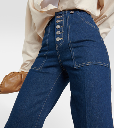 Shop Veronica Beard Crosbie High-rise Wide-leg Jeans In Blue