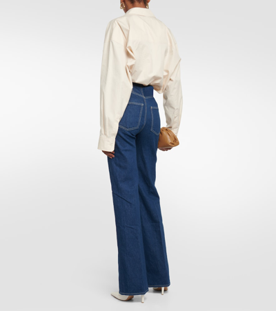 Shop Veronica Beard Crosbie High-rise Wide-leg Jeans In Blue