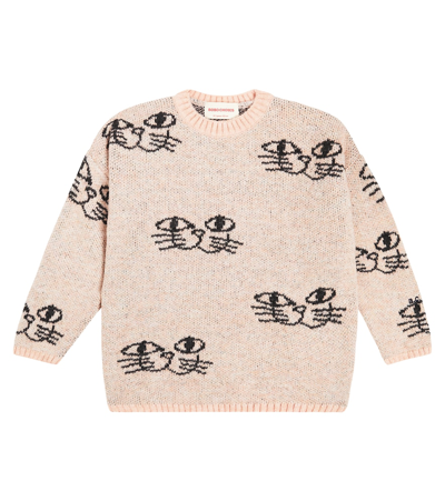 Bobo Choses Smiling Cat Intarsia-knit Jumper In Pink