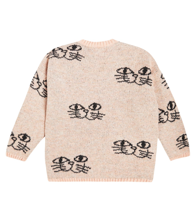 Bobo Choses Smiling Cat Intarsia-knit Jumper In Pink