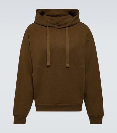 Shop Lemaire Cotton-blend Jersey Hoodie In Brown