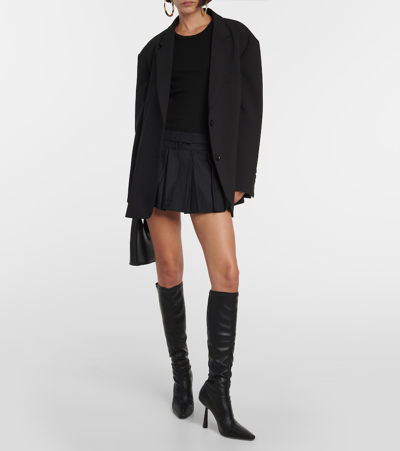 Shop Aya Muse Myca Pleated Wool Miniskirt In Black