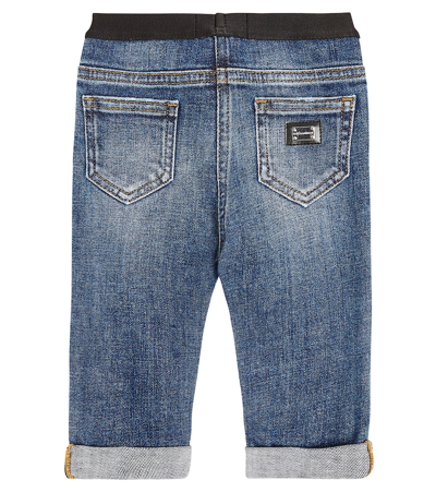 Shop Dolce & Gabbana Baby Distressed High-rise Jeans In Blue