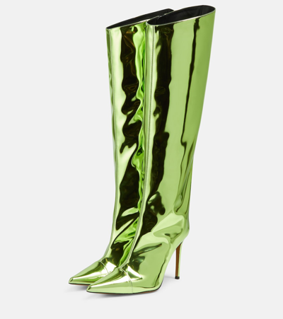 Alexandre Vauthier Patent Leather Knee-high Boots In Green