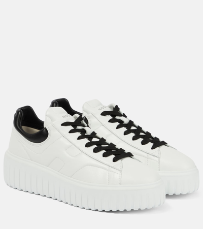 Shop Hogan H-stripes Leather Sneakers In White