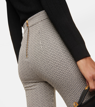 Balmain Monogram Jacquard Flared Pants In Multicoloured