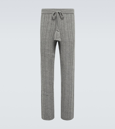 Shop Alanui Talking Glacier Wool Sweatpants In Grey