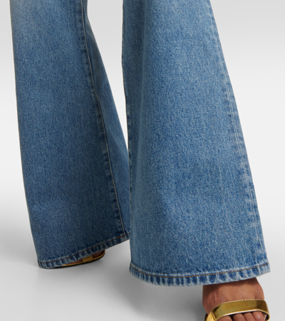 Shop Balmain High-rise Flared Jeans In Blue