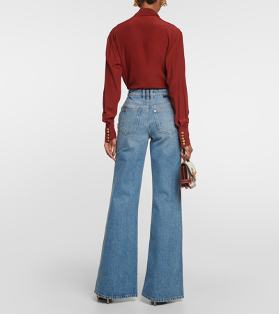 Shop Balmain High-rise Flared Jeans In Blue