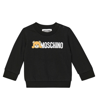 Shop Moschino Baby Printed Cotton Sweatshirt In Black