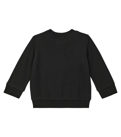 Shop Moschino Baby Printed Cotton Sweatshirt In Black