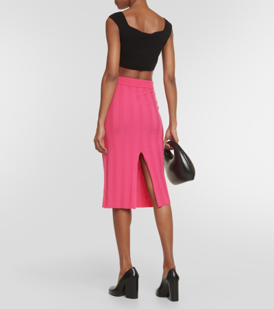 Shop Sportmax Pablo Wool-blend Midi Skirt In Pink